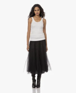 No Man'S Land Tulen Midi Rok - Zwart -Mode Kleding 230808 636a0cb1 df82 4c41 8404 adf2e449b186