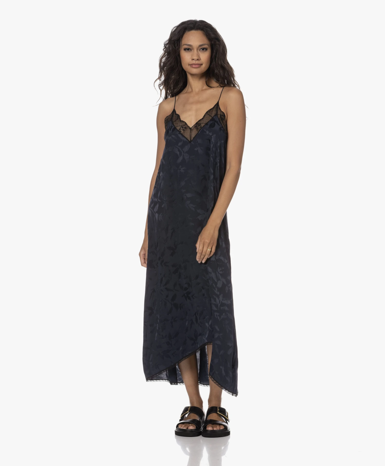 Zadig & Voltaire Risty Jacquard Zijden Slipdress - Inkt 1 Zadig & Voltaire Risty Jacquard Zijden Slipdress - Inkt