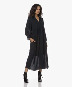 By-Bar Ravi Twill Jurk Met Driekwartmouwen - Midnight -Mode Kleding 230808 e1afa747 4160 4e96 ba23 18c94c27f0fb