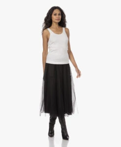 No Man'S Land Tulen Midi Rok - Zwart -Mode Kleding 230808 f22dedfb a9f8 47c0 b947 f55feadd1286
