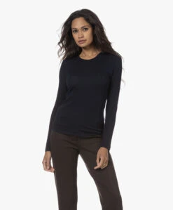Belluna Forever Katoen-Cashmere Longsleeve - Navy -Mode Kleding 230809 333c2e70 5db9 484c 9b8e 982033612170