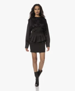 Róhe Waisted Satijnen Blouse - Zwart -Mode Kleding 230810 436e12b7 6381 41b9 afa3 0f3d9ce36ab4