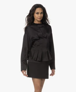 Róhe Waisted Satijnen Blouse - Zwart -Mode Kleding 230810 56183b49 1004 433d a9dc 24621bcc4450