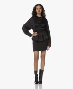 Róhe Waisted Satijnen Blouse - Zwart -Mode Kleding 230810 60570108 b2e8 4ef9 9646 1c312c4406ef