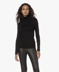 Majestic Filatures Viscose Soft Touch Jersey Colshirt - Zwart -Mode Kleding 230810 ef2c3da6 39da 41cb af8b 66ce9132f1cd