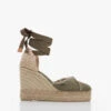 Castañer Clarina Raw Edge Sleehak Espadrilles - Olive