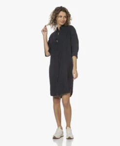 Penn&Ink N.Y Linnen Blousejurk - Navy -Mode Kleding 231603 41429238 8f6d 40c2 8728 3d7a4b51c43e