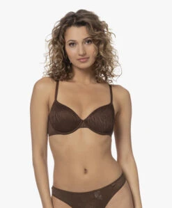 Mode Kleding 53 Calvin Klein Lightly Lined Demi Spacer Kant Bh - Umber