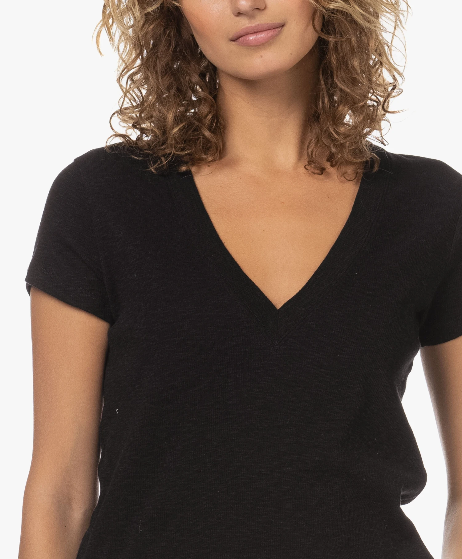 Iro Uzuma Rib Katoenen V-Hals T-Shirt - Zwart 7 Iro Uzuma Rib Katoenen V-Hals T-Shirt - Zwart - Afbeelding 7