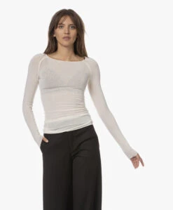 Gai+Lisva Amalie Wolmix Boothals Longsleeve - Off-White -Mode Kleding 2caa3740 57b2 4591 bae4 da41e2e37394 667