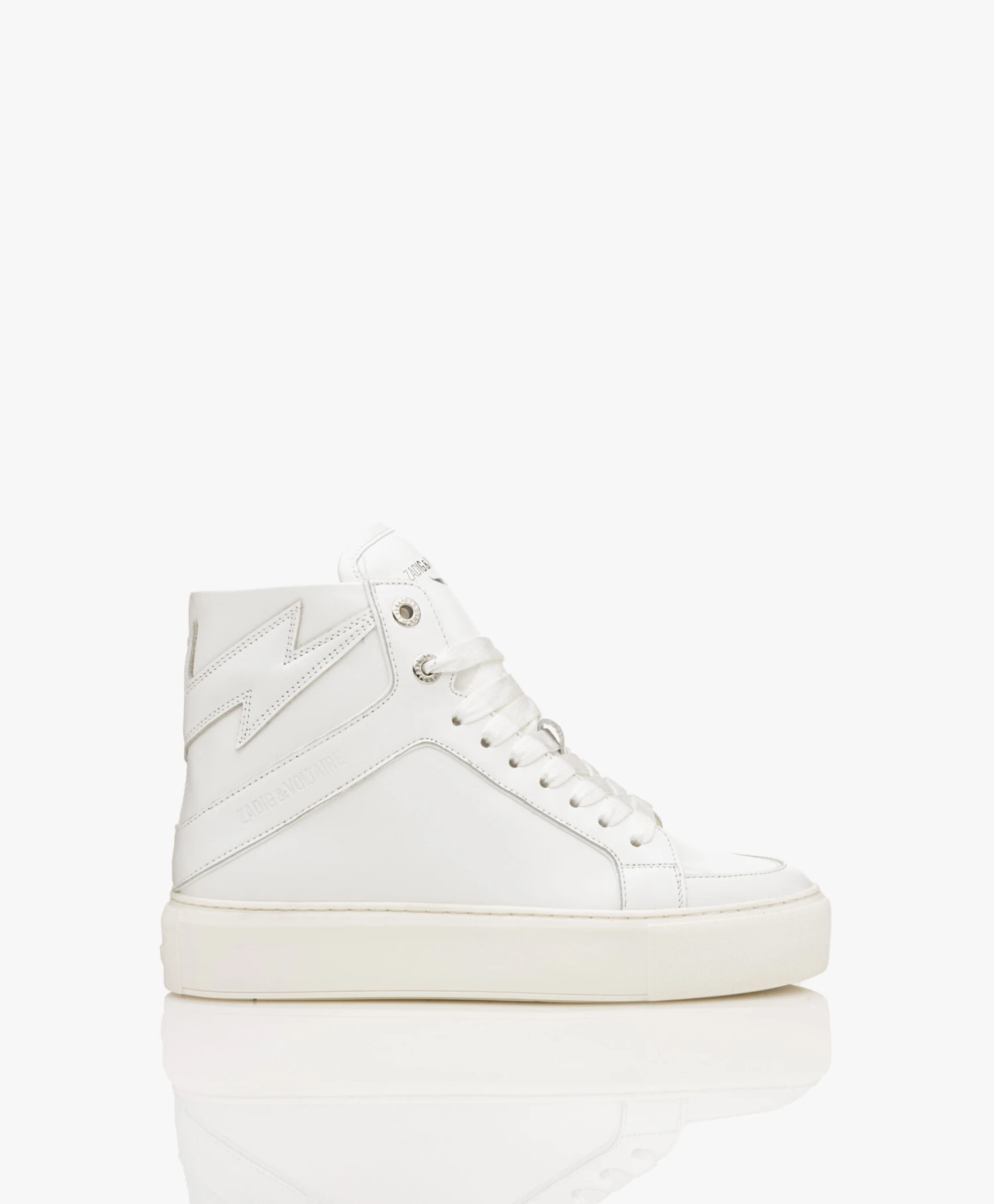 Zadig & Voltaire High Flash Leren Platform Sneakers - Wit 1 Zadig & Voltaire High Flash Leren Platform Sneakers - Wit