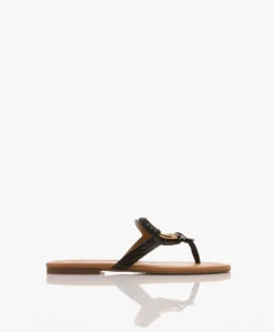 See By Chloé Hana Leren Slippers - Zwart/Bruin