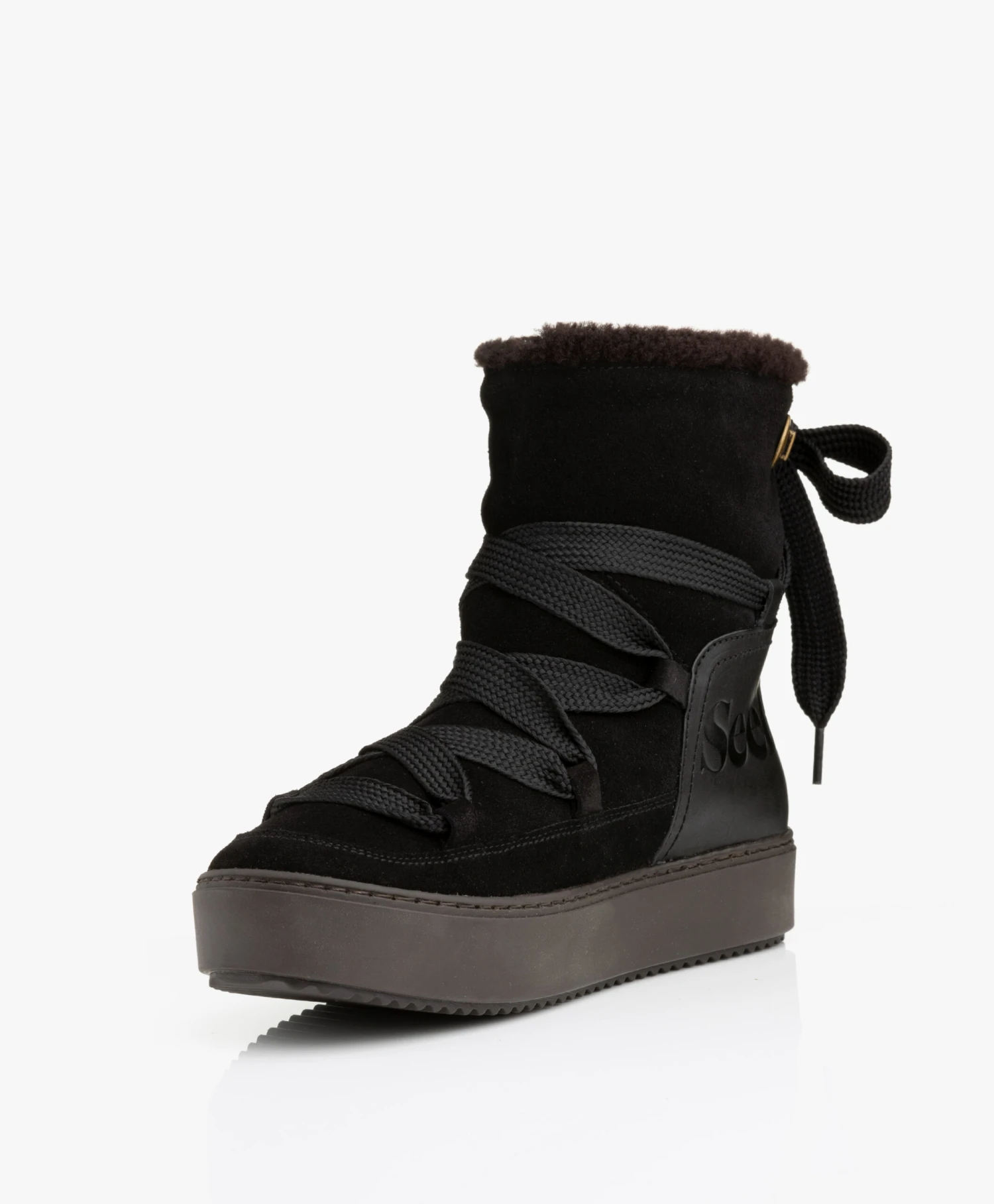 See By Chloé Charlee Suede Shearling Snowboots - Zwart/Bruin 6 See By Chloé Charlee Suede Shearling Snowboots - Zwart/Bruin - Afbeelding 6