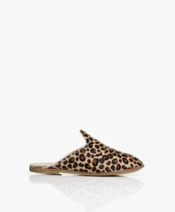 Surée Hairy Leren Print Mules - Leo