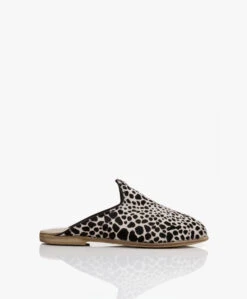 Surée Hairy Leren Print Mules - Felidae