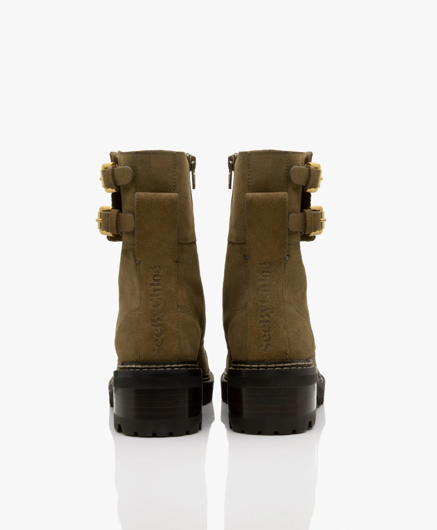 See By Chloé Mallory Combat Hoge Leren Enkellaarzen - Olive 6 See By Chloé Mallory Combat Hoge Leren Enkellaarzen - Olive - Afbeelding 6