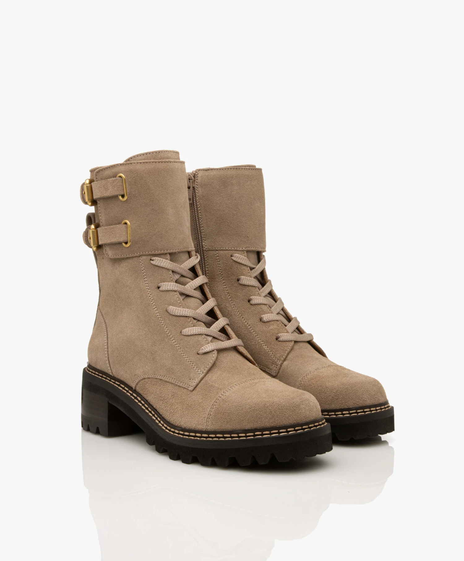 See By Chloé Mallory Enkellaarzen - Donkerbeige 4 See By Chloé Mallory Enkellaarzen - Donkerbeige - Afbeelding 4