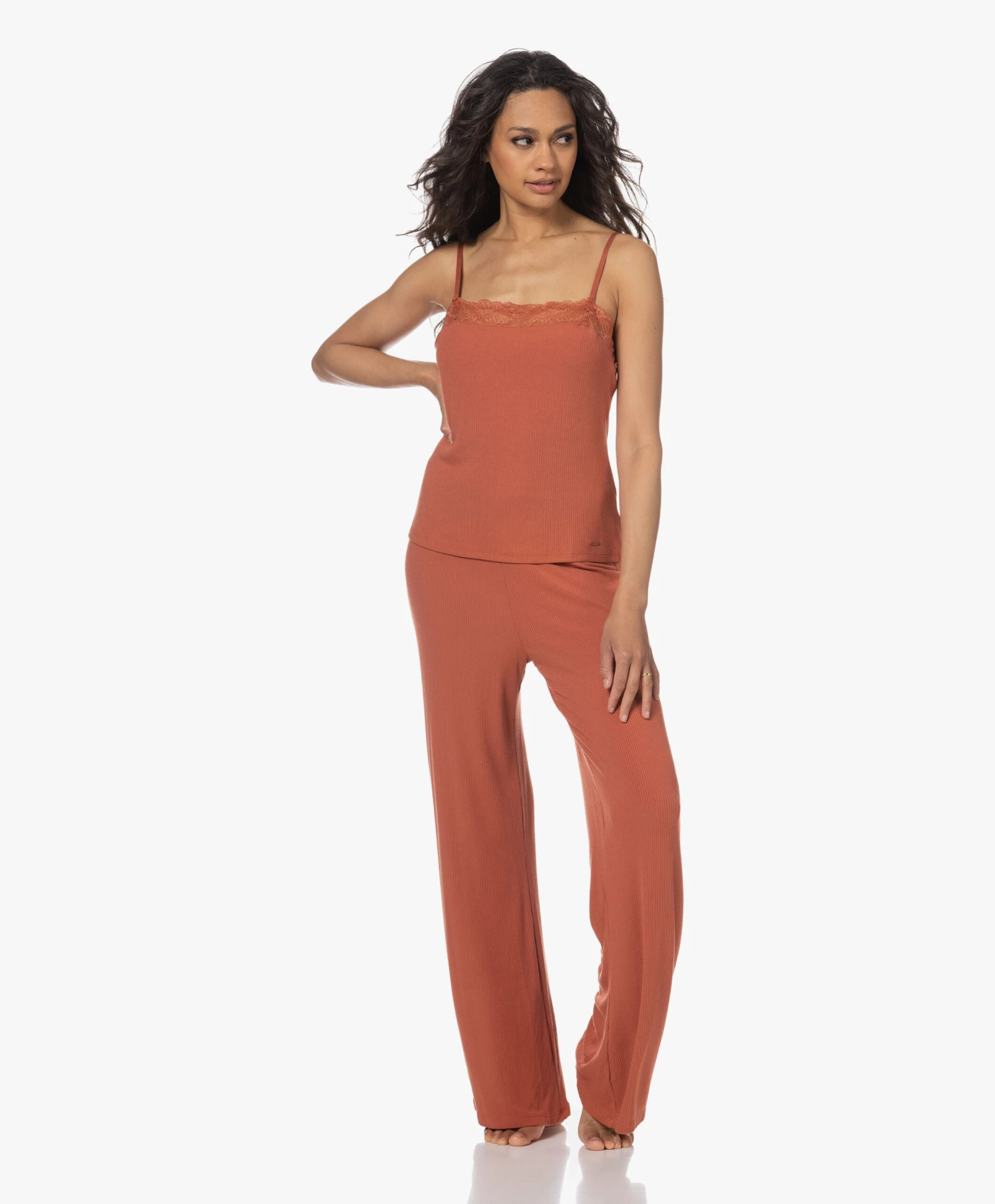 Calvin Klein Modal Rib Jersey Camisole Met Kant - Copper 9 Calvin Klein Modal Rib Jersey Camisole Met Kant - Copper - Afbeelding 9