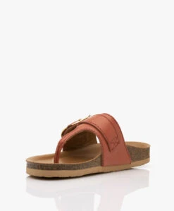 See By Chloé Chany Leren Teenslippers Met Kurkzool - Pastel Orange -Mode Kleding 55957d0c e6f0 401e 8687 bebcc5b115f3 05