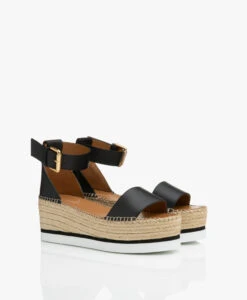 See By Chloé Glyn Kalfsleren Plateau Espadrilles - Zwart -Mode Kleding 693d45ba a0e5 4be2 83a1 f7616d65dc0d 03