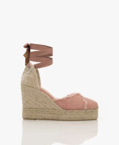 Castañer Clarina Raw Edge Sleehak Espadrilles - Rosa Empolvado