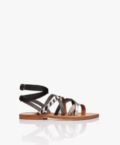 K. Jacques St. Tropez Aphrodite Leren Sandalen - Combi/Zwart