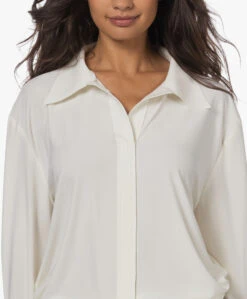 Norma Kamali Boyfriend Tech Jersey Blouse - Ivoor -Mode Kleding 729b58bb 87d3 43d9 bfe9 9d9f69ae6844 630