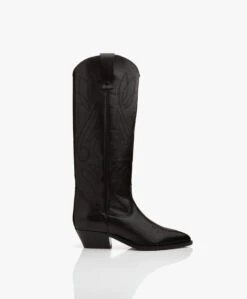 Closed Hoge Leren Cowboy Laarzen - Zwart