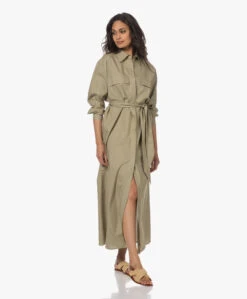 Su Paris Raya Poplin Maxi Blousejurk - Olive -Mode Kleding 84c12563 88b9 4947 aea3 9d02f7e1d838 138