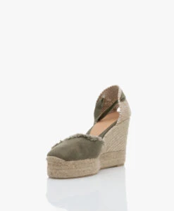 Castañer Clarina Raw Edge Sleehak Espadrilles - Olive -Mode Kleding 87d51f0d 990b 4258 b25a 99ef49fa848d 06