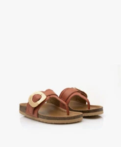 See By Chloé Chany Leren Teenslippers Met Kurkzool - Pastel Orange -Mode Kleding 902d90c8 e97c 4cb3 96c1 54a1d0c59229 04