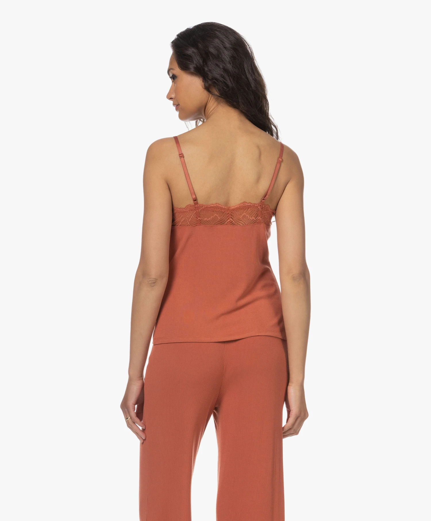 Calvin Klein Modal Rib Jersey Camisole Met Kant - Copper 4 Calvin Klein Modal Rib Jersey Camisole Met Kant - Copper - Afbeelding 4