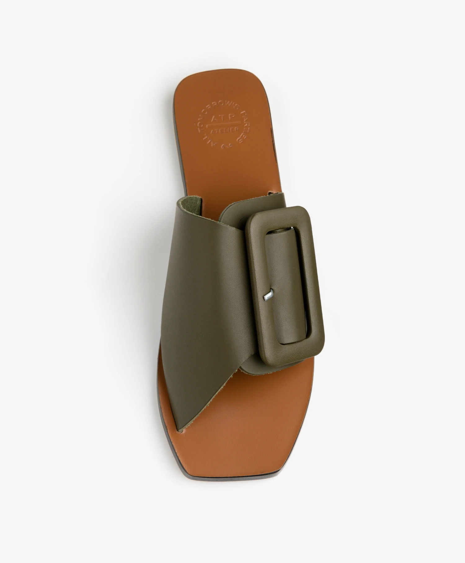 Atp Atelier Ceci Leren Slippers Met Gesp - Groen 3 Atp Atelier Ceci Leren Slippers Met Gesp - Groen - Afbeelding 3