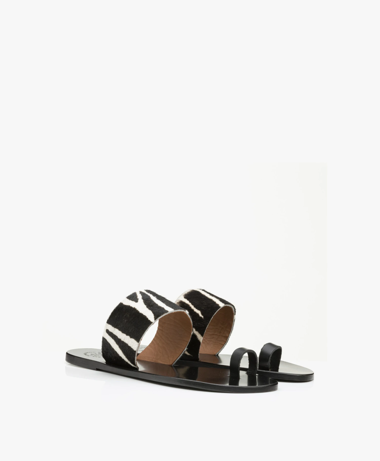 Atp Atelier Astrid Zebraprint Leren Teenslippers- Zwart 3 Atp Atelier Astrid Zebraprint Leren Teenslippers- Zwart - Afbeelding 3