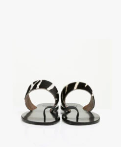 Atp Atelier Astrid Zebraprint Leren Teenslippers- Zwart 17 Atp Atelier Astrid Zebraprint Leren Teenslippers- Zwart -Mode Kleding ATP Atelier Astrid Printed Zebra Pony Black 394
