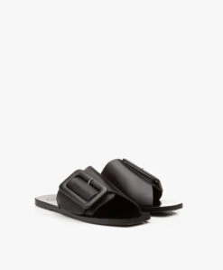 Atp Atelier Ceci Leren Slippers Met Gesp - Zwart -Mode Kleding ATP Atelier Ceci Black 154