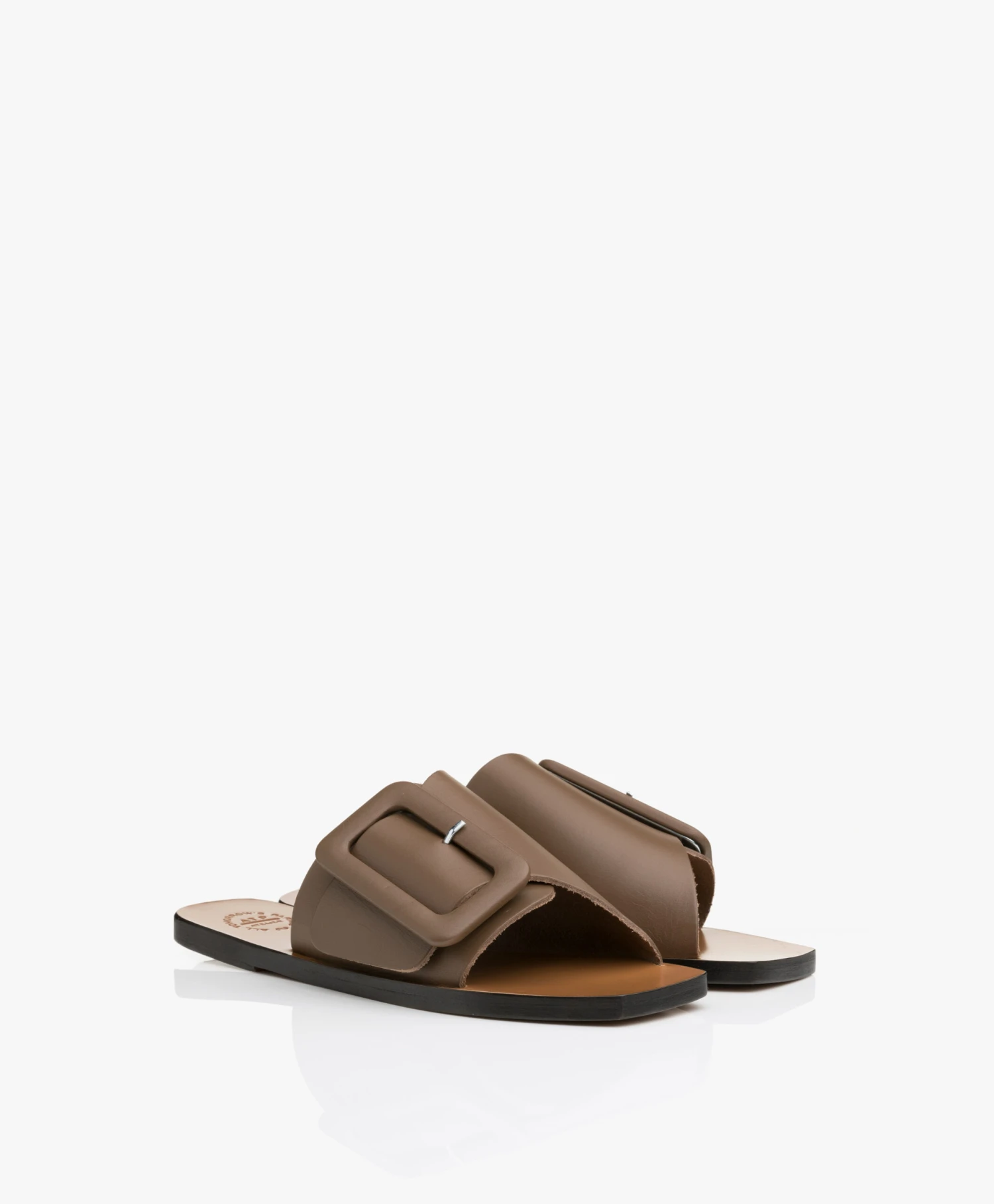 Atp Atelier Ceci Leren Slippers Met Gesp - Kaki Bruin 4 Atp Atelier Ceci Leren Slippers Met Gesp - Kaki Bruin - Afbeelding 4