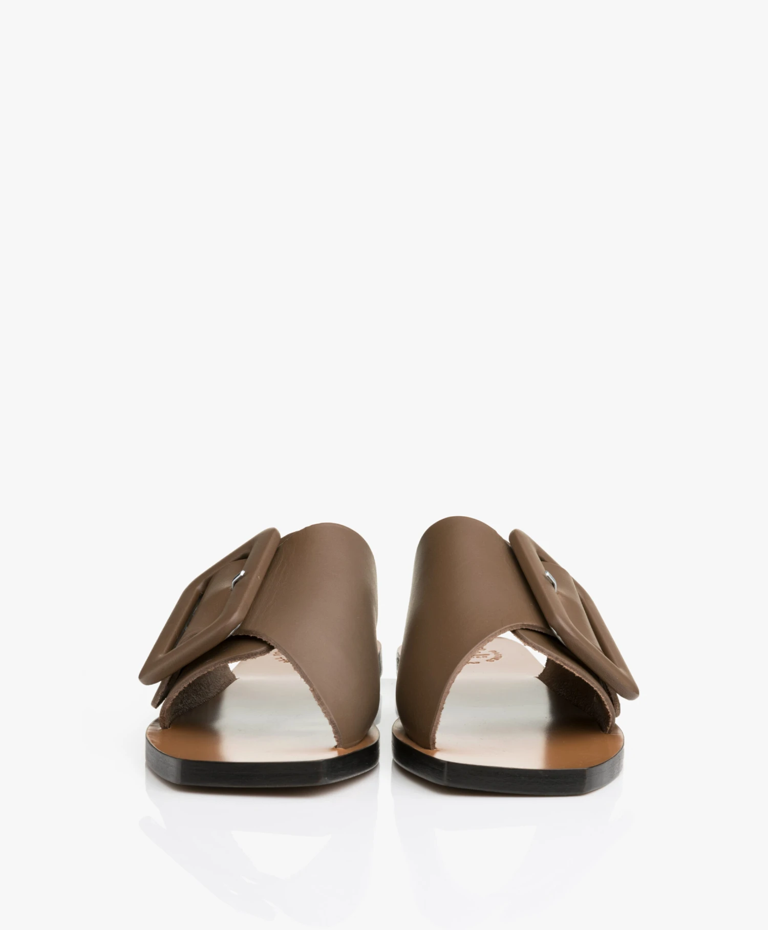 Atp Atelier Ceci Leren Slippers Met Gesp - Kaki Bruin 7 Atp Atelier Ceci Leren Slippers Met Gesp - Kaki Bruin - Afbeelding 7