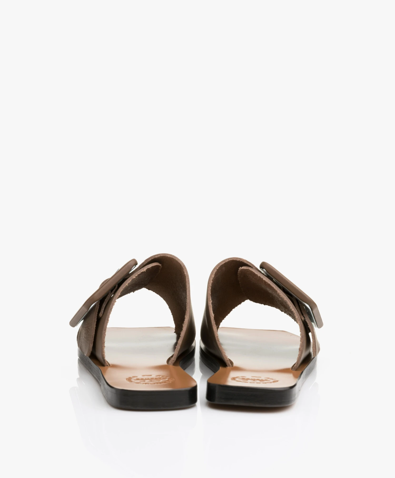 Atp Atelier Ceci Leren Slippers Met Gesp - Kaki Bruin 8 Atp Atelier Ceci Leren Slippers Met Gesp - Kaki Bruin - Afbeelding 8