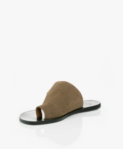 Atp Atelier Rosa Suède Leren Slippers - Kaki Bruin -Mode Kleding ATP Atelier Rosa Suede Khaki Brown 06