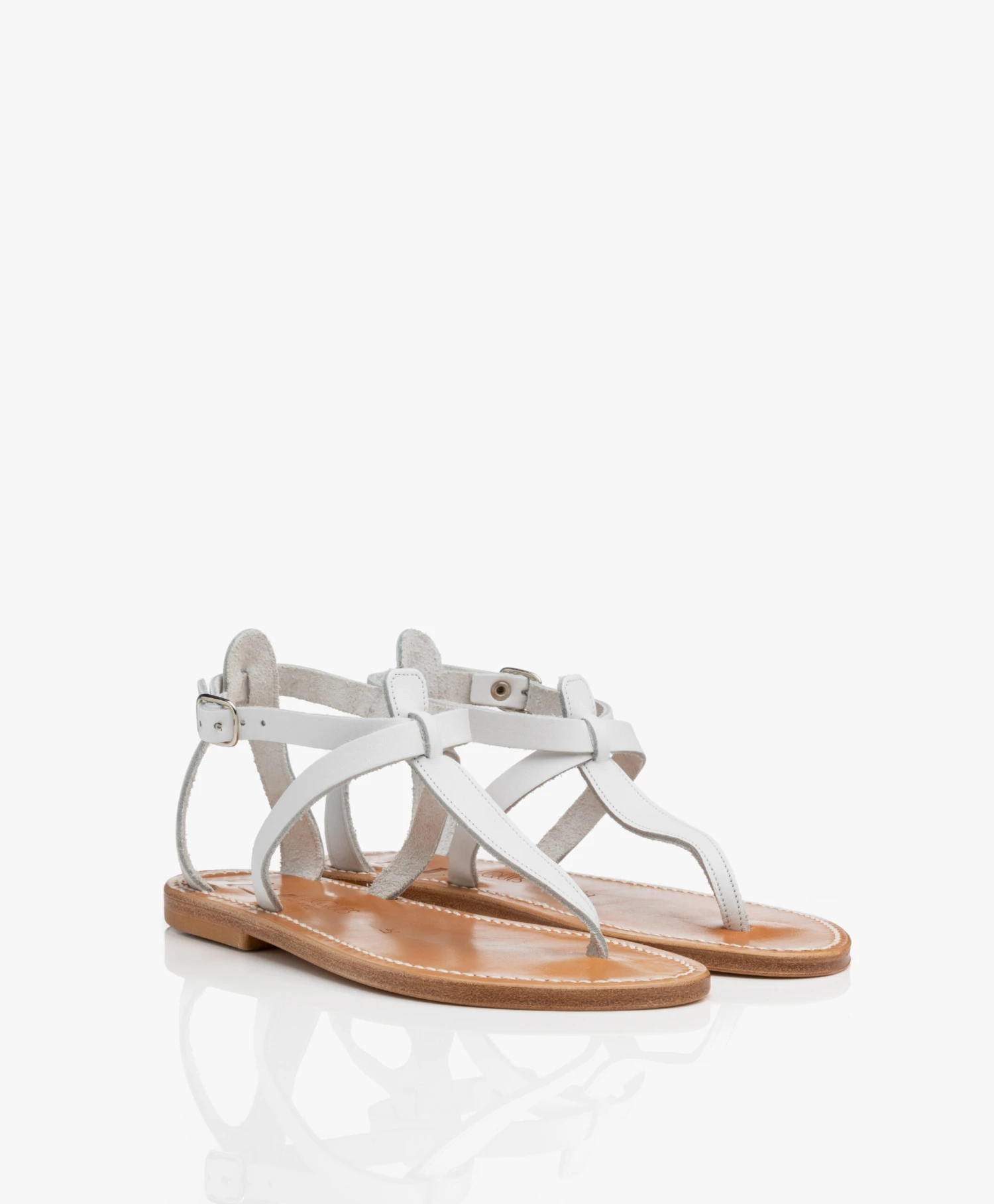 K. Jacques St. Tropez Buffon Leren Sandalen - Wit 4 K. Jacques St. Tropez Buffon Leren Sandalen - Wit - Afbeelding 4