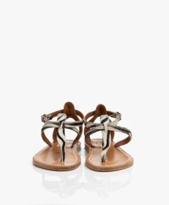 K. Jacques St. Tropez Buffon Leren Print Sandalen - Horsy Zebre -Mode Kleding K Jacques St Tropez Buffon Printed Leren Sandalen Horsy Zebre 6474