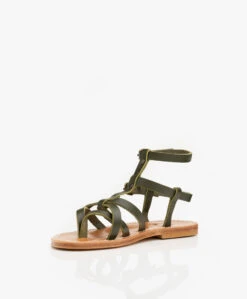K. Jacques St. Tropez Larissa Leren Sandalen Met Studs - Kaki -Mode Kleding K Jacques St Tropez Larissa Leren Sandalen met Studs Kaki 323