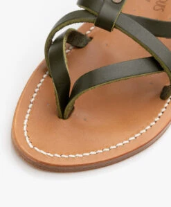 K. Jacques St. Tropez Larissa Leren Sandalen Met Studs - Kaki -Mode Kleding K Jacques St Tropez Larissa Leren Sandalen met Studs Kaki 325