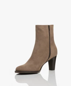 Panara Suède Enkellaars Met Hak - Taupe -Mode Kleding Panara Sude Enkellaars met Hak Taupe 352
