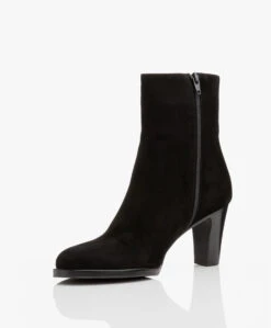 Panara Suède Enkellaars Met Hak - Zwart -Mode Kleding Panara Sude Enkellaars met Hak Zwart 670