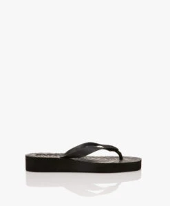 Sleepers Tapered Platform Teenslippers Van Natuurlijk Rubber - Zwart