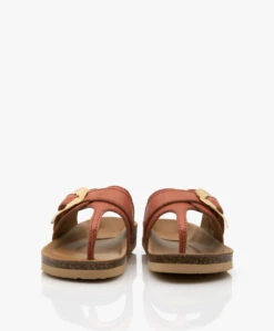 See By Chloé Chany Leren Teenslippers Met Kurkzool - Pastel Orange -Mode Kleding bd546d34 a92e 47bb 9ca5 127ad1b8b136 07