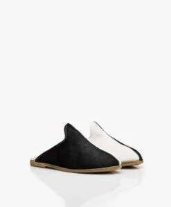 Surée Hairy Leren Two-Tone Mules - Pierrot