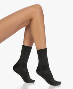 Wolford Stardust Lurex 60 Denier Sokken - Zwart/Pewter